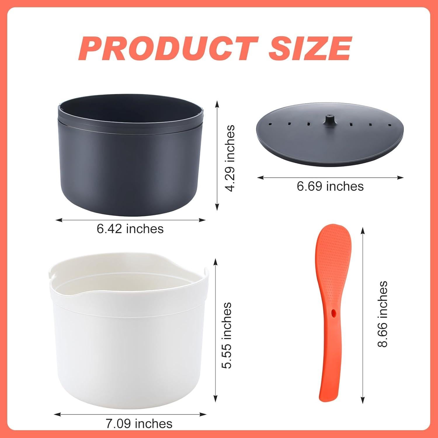 Cocedor de Arroz de Microondas Teenyyou 2 Pcs 8 Tazas Blanco