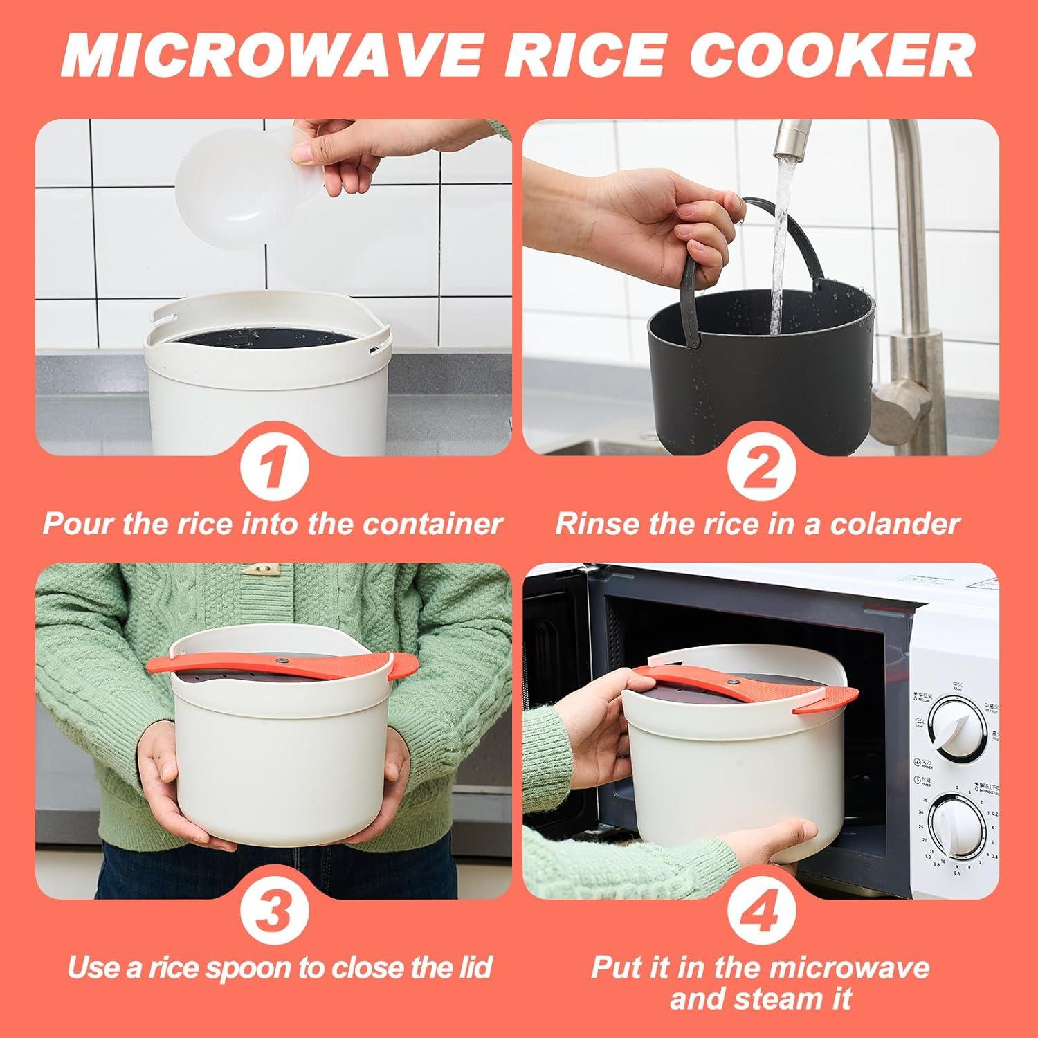 Cocedor de Arroz de Microondas Teenyyou 2 Pcs 8 Tazas Blanco