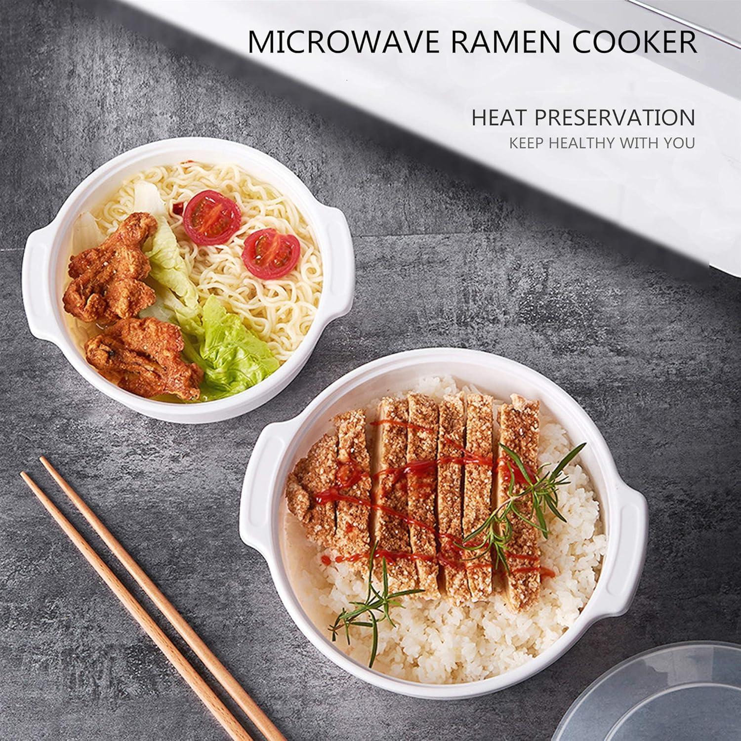 Zdesign Tazón Cocedor de Ramen 1.5L Microondas Blanco