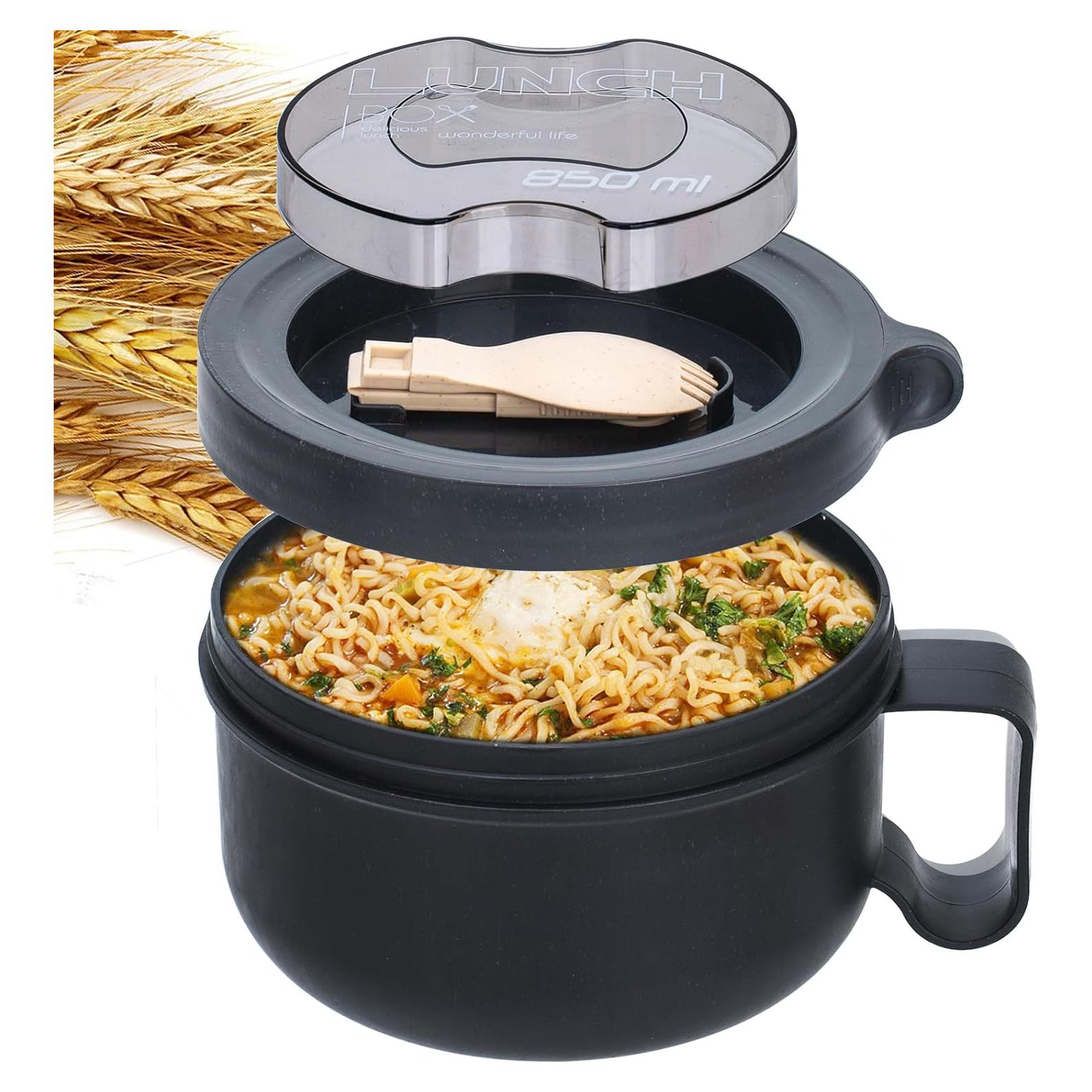 Tazón de Ramen Ronanemon Apto Microondas 850 ML Negro