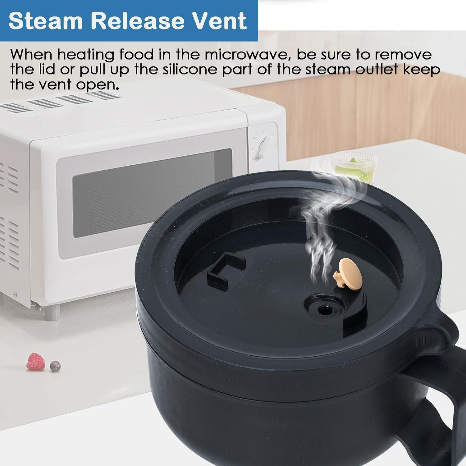 Tazón de Ramen Ronanemon Apto Microondas 850 ML Negro