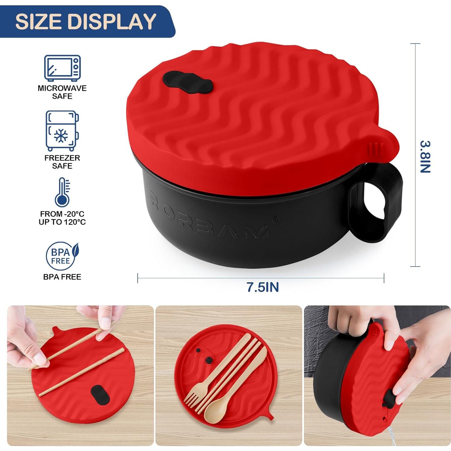 Tazón Cocinero de Ramen RORBAM 48 oz Rojo Libre de BPA