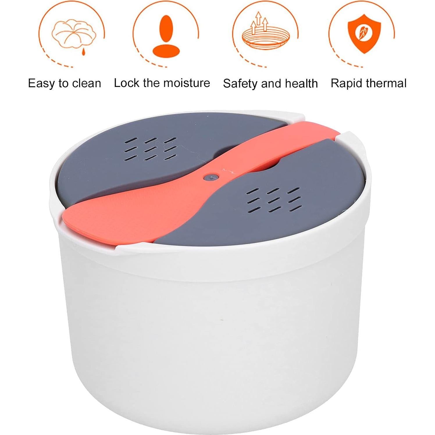 Qivine Microwave Rice Cooker Steamer, 2L Microwave Pasta Cooker, Microwave Cookware Set with Strainer Non-stick Food Grade for Cooking Vegetables Up to 8 Cups