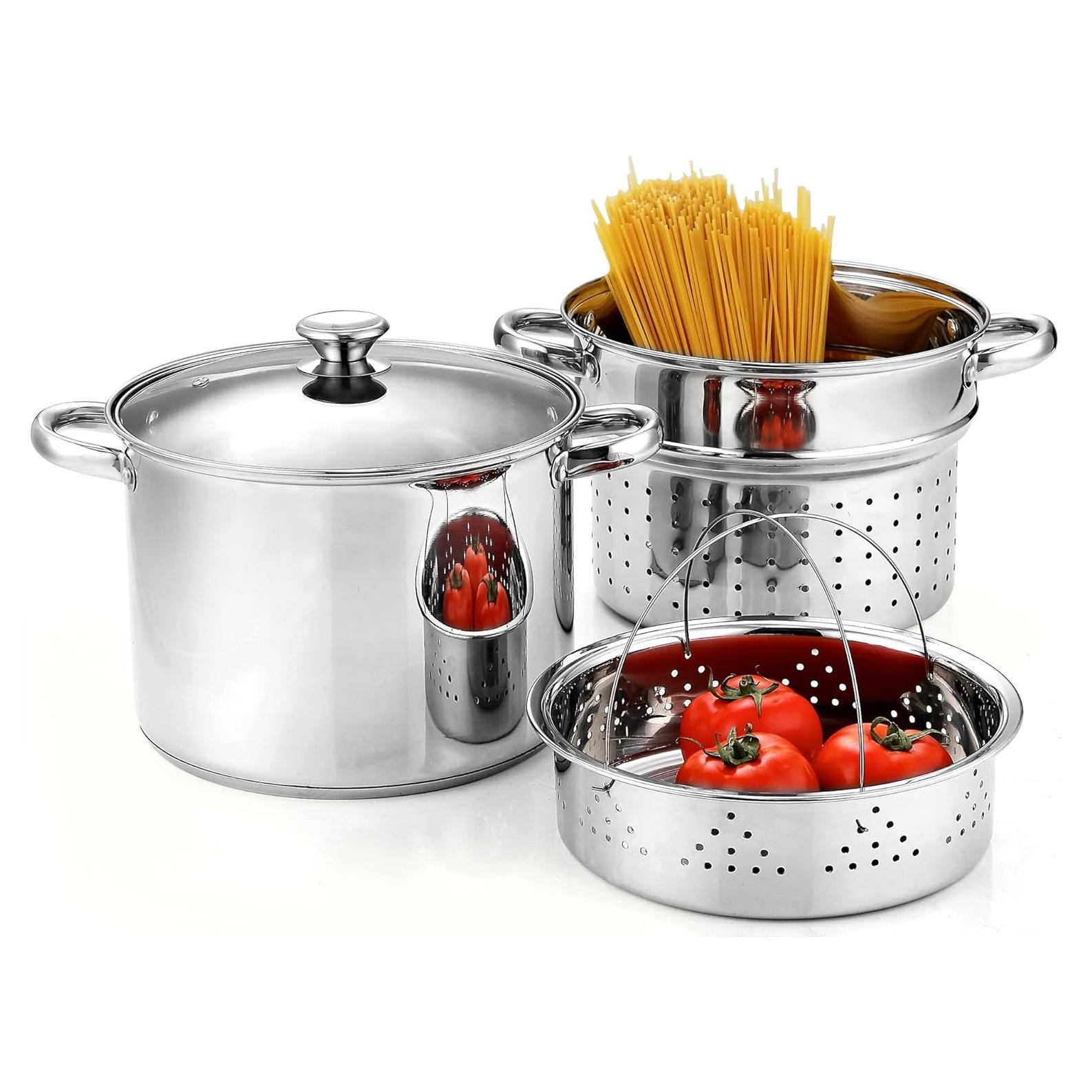 Set de Olla de Pasta 8 Litros Cook N Home 4 Piezas