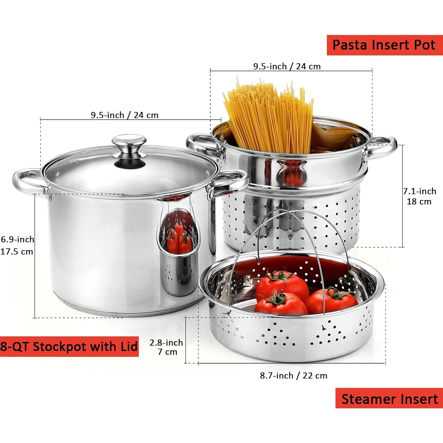 Set de Olla de Pasta 8 Litros Cook N Home 4 Piezas