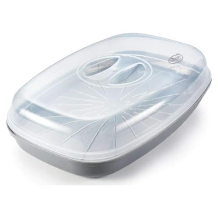 Home Products Essentials Microwavable Fish, Pasta and Veggie Steamer, with Steam Vent, BPA Free, 11.5 x 8 (832)