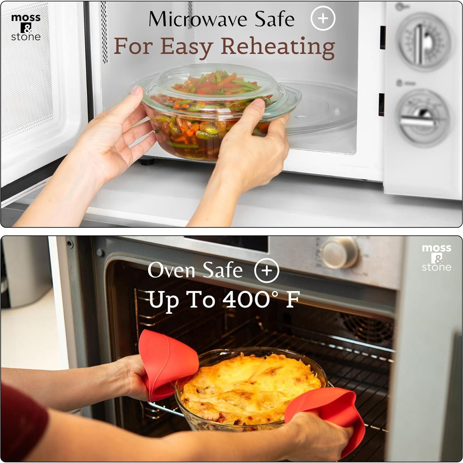 Juego de Cacerolas de Vidrio Borosilicato Moss & Stone 6 Piezas