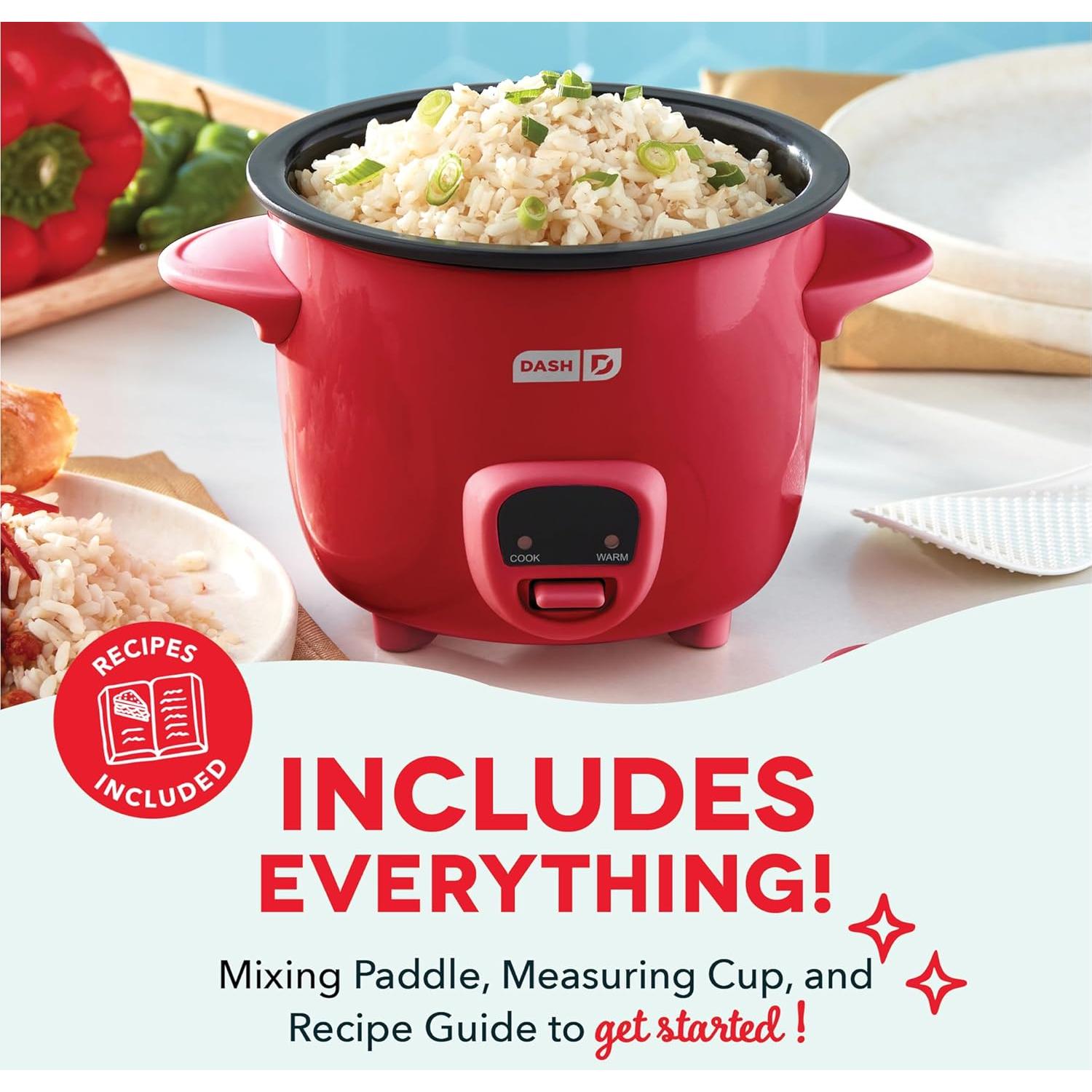Cocedor de Arroz Mini DASH 2 Tazas Antiadherente Rojo