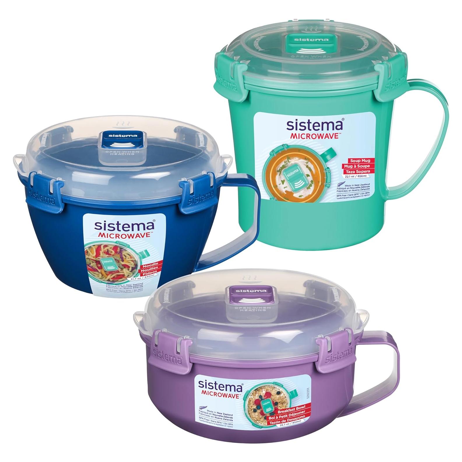 Set de 3 Contenedores Microondas Sistema - Avena, Sopa, Fideos
