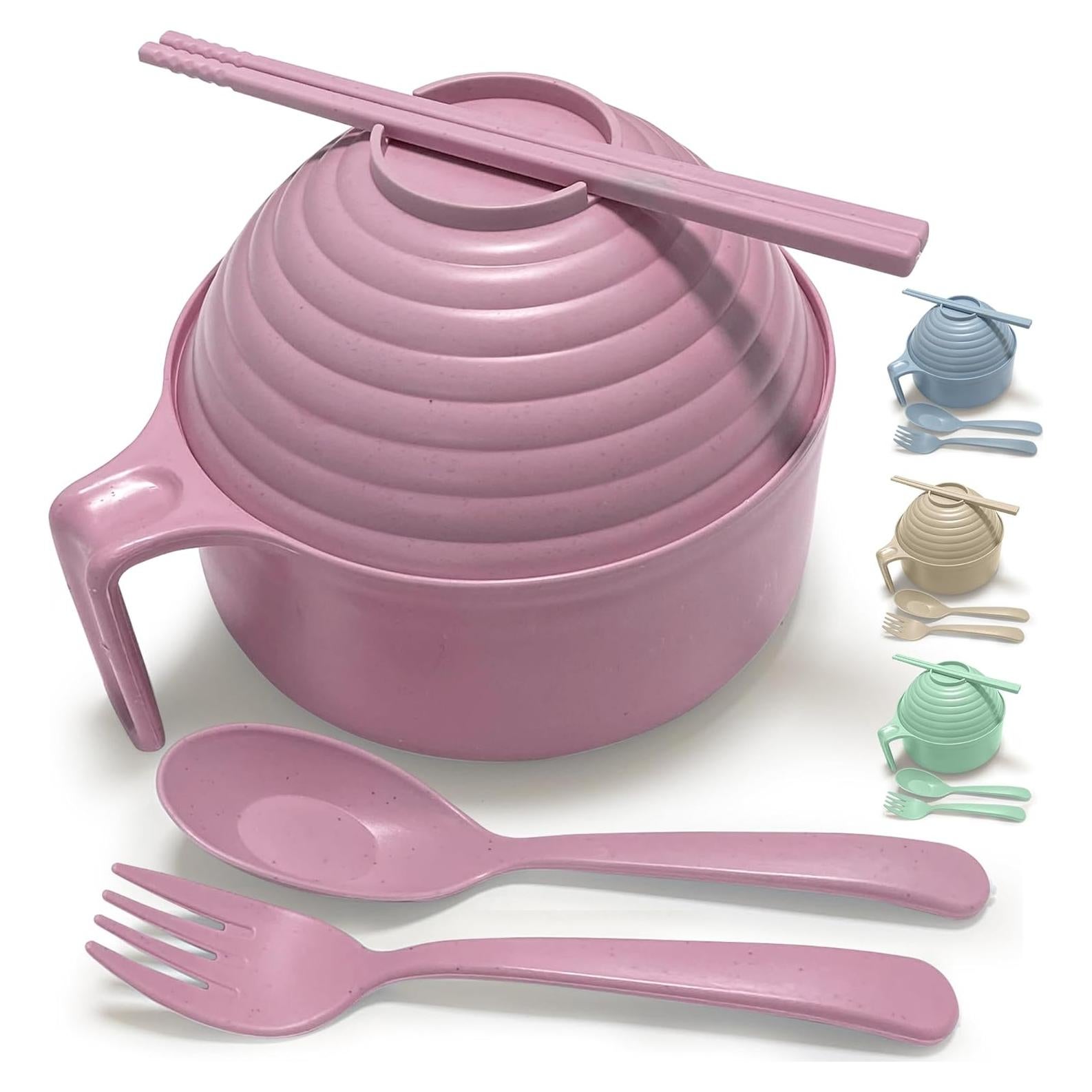 Tazón de Ramen Souper Duper Rosa 828 ml Apto Microondas