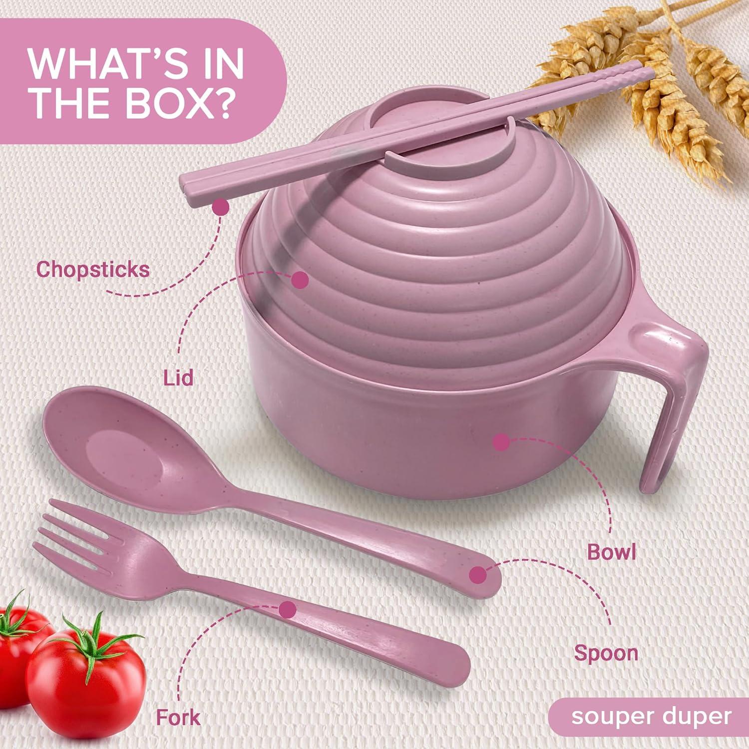 Tazón de Ramen Souper Duper Rosa 828 ml Apto Microondas