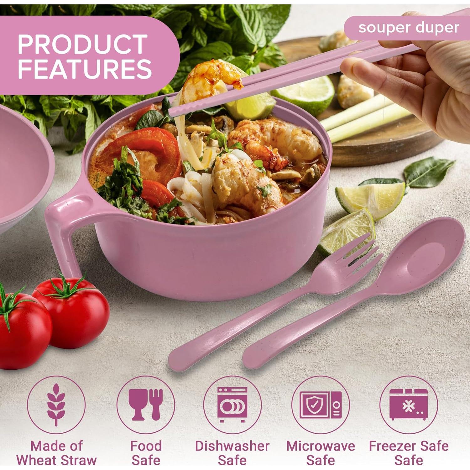 Tazón de Ramen Souper Duper Rosa 828 ml Apto Microondas