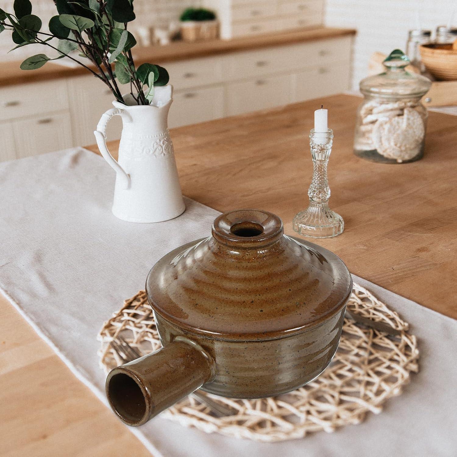 Olla de Cerámica Tofficu 0.71 kg con Tapa para Microondas