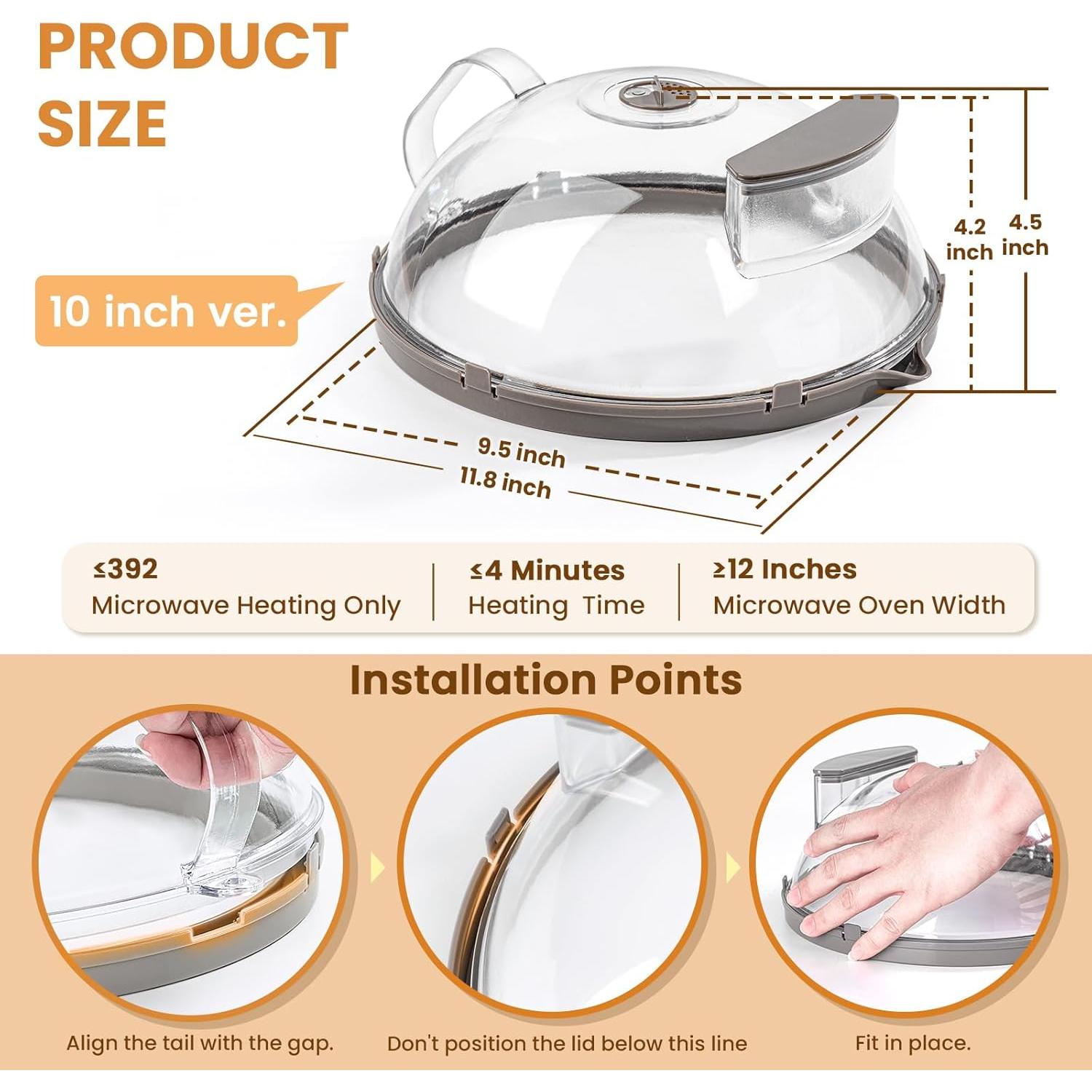 Cubierta para Microondas Gracenal 10" con Mango y Vaporizador