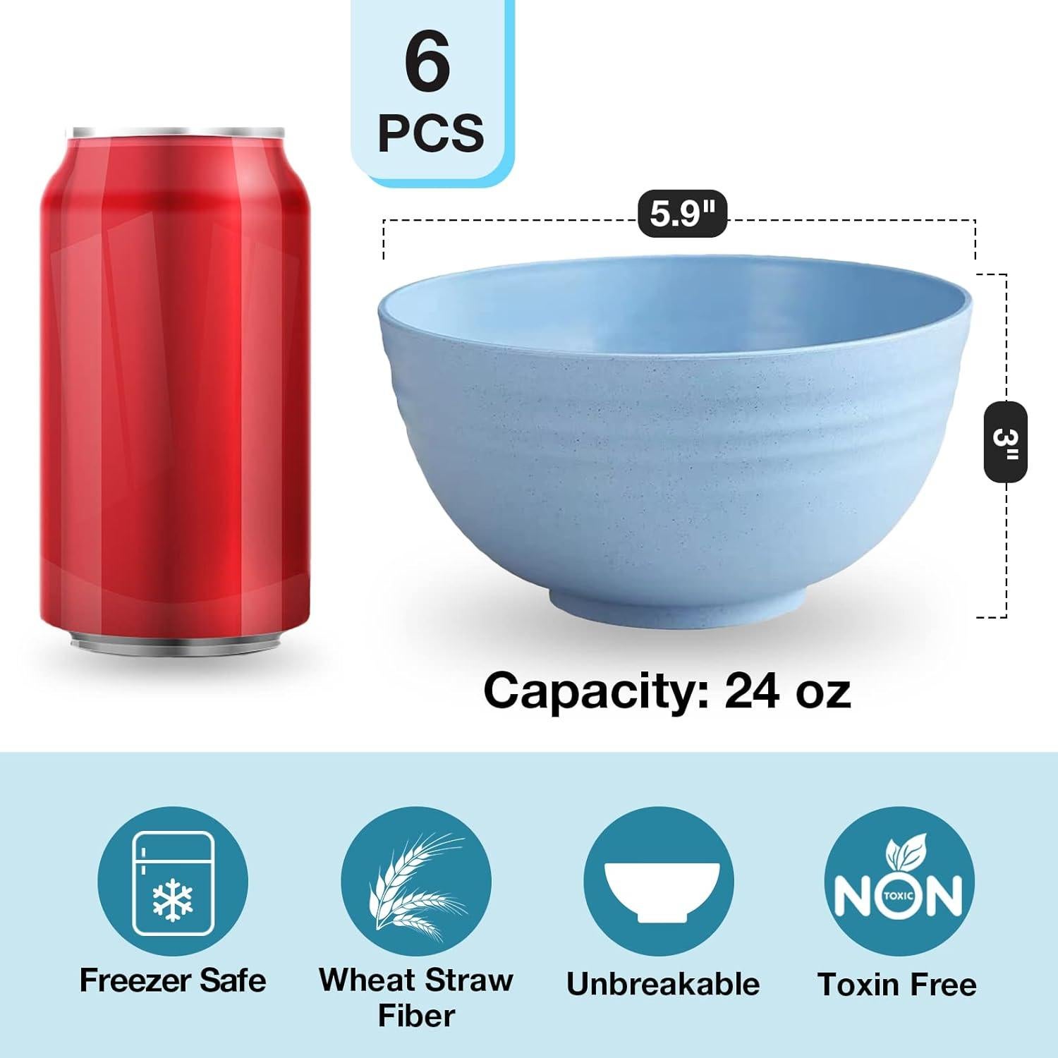 Juego de 6 Tazones Irrompibles Gencywe 24 oz Ecológicos