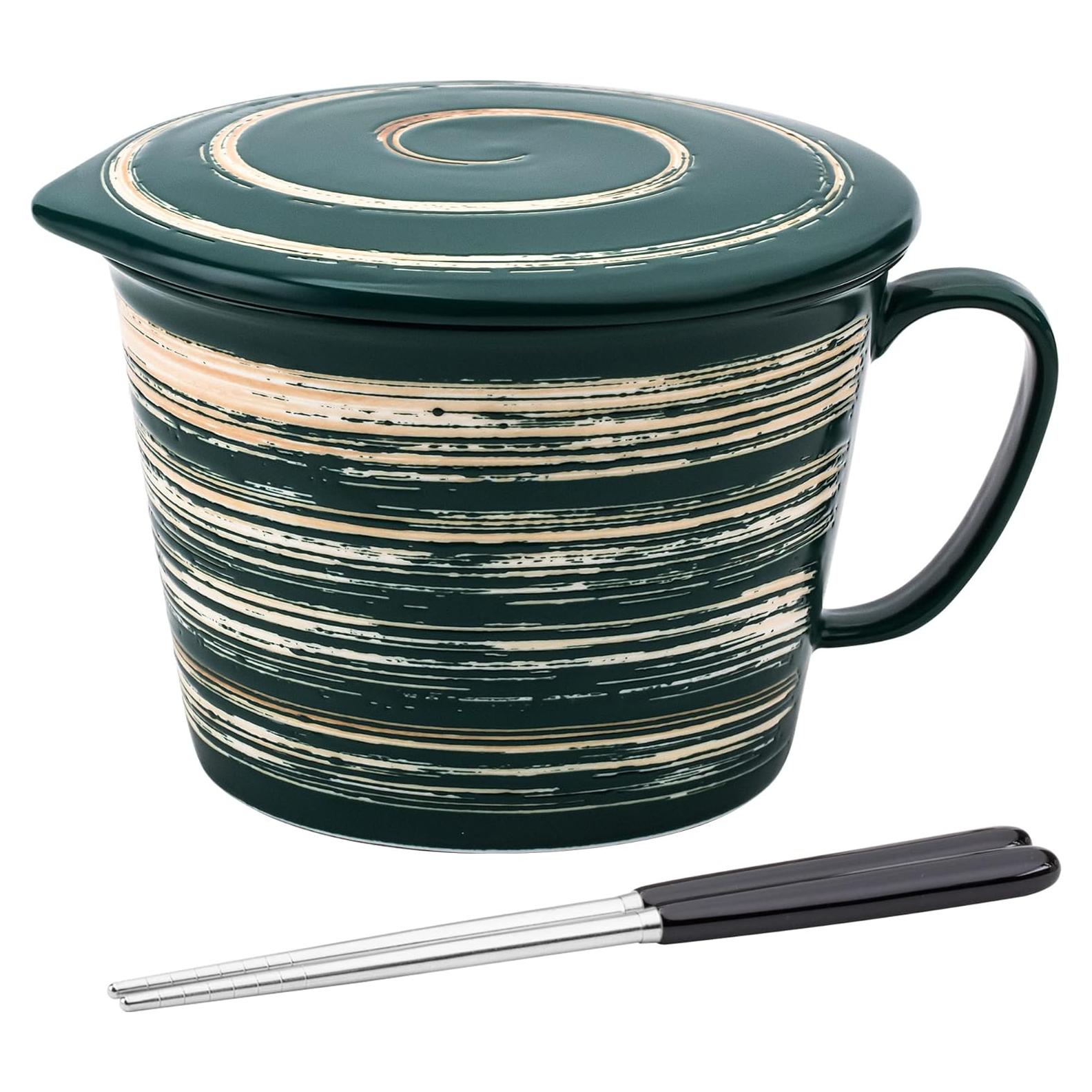 Juego de tazones de ramen Tsreinh 29 oz cerámica verde