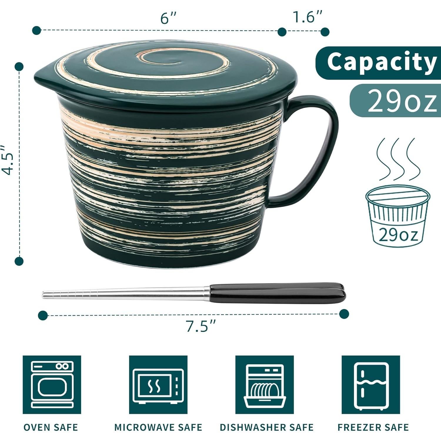 Juego de tazones de ramen Tsreinh 29 oz cerámica verde