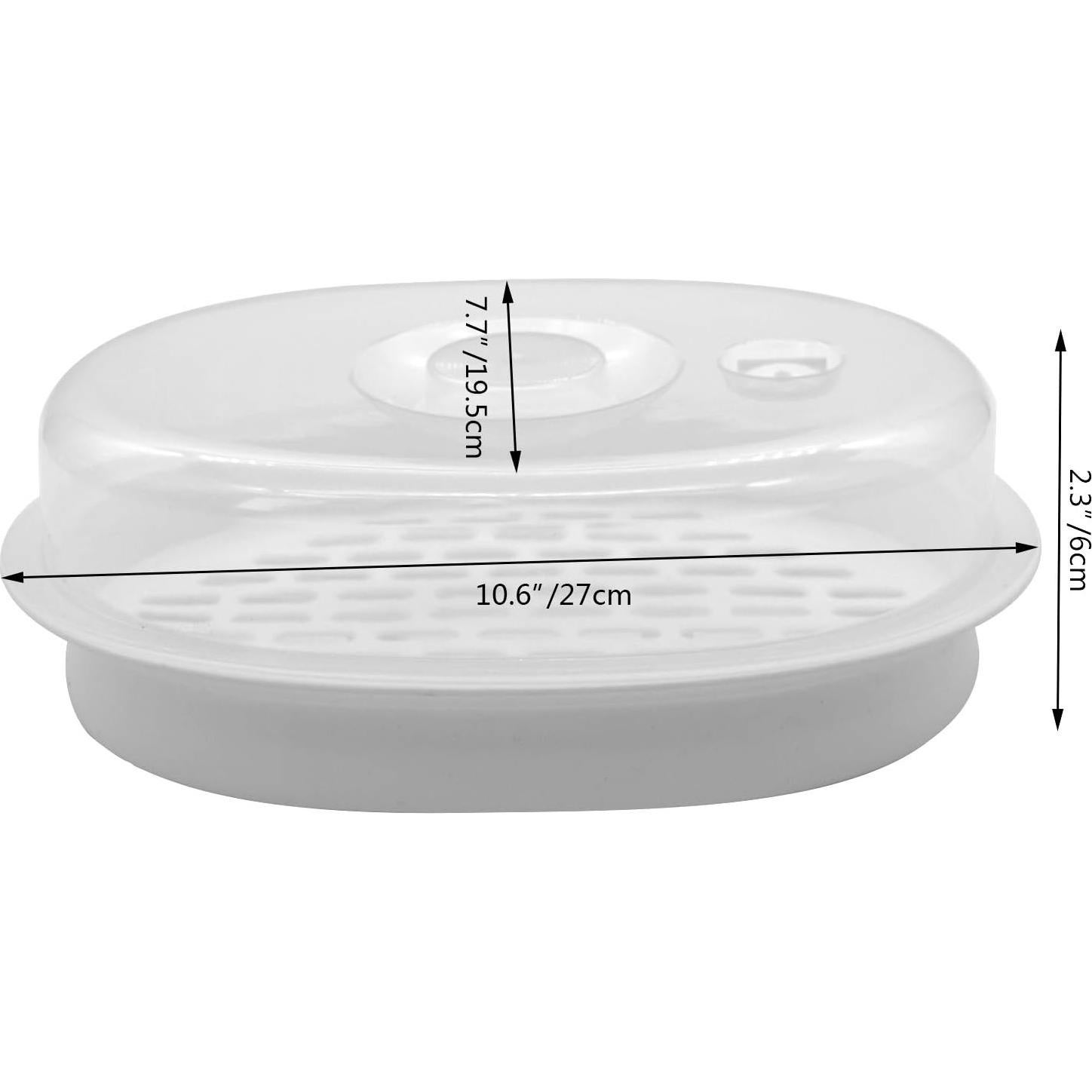 1-Tier Microwave Steamer Heating Steamer for Home Kitchen White (Oval)