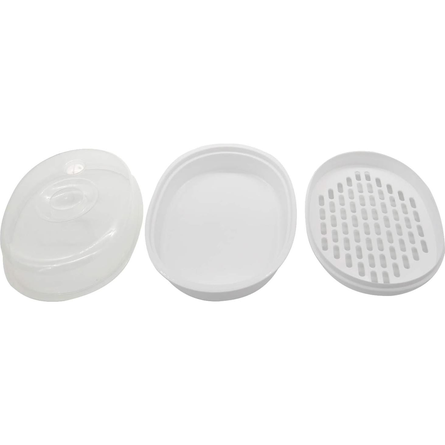 1-Tier Microwave Steamer Heating Steamer for Home Kitchen White (Oval)