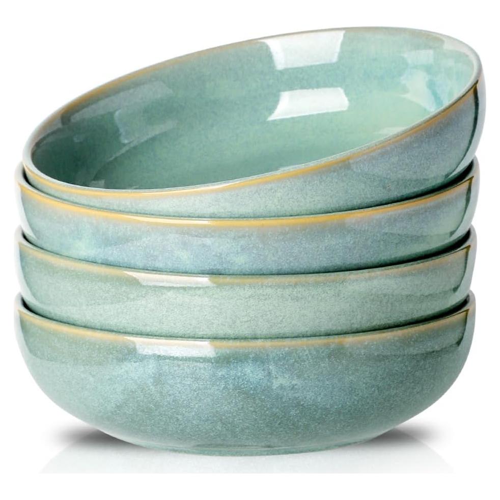 Set de 4 Cuencos Grandes Cerámica HVH Turquesa 21.5 cm