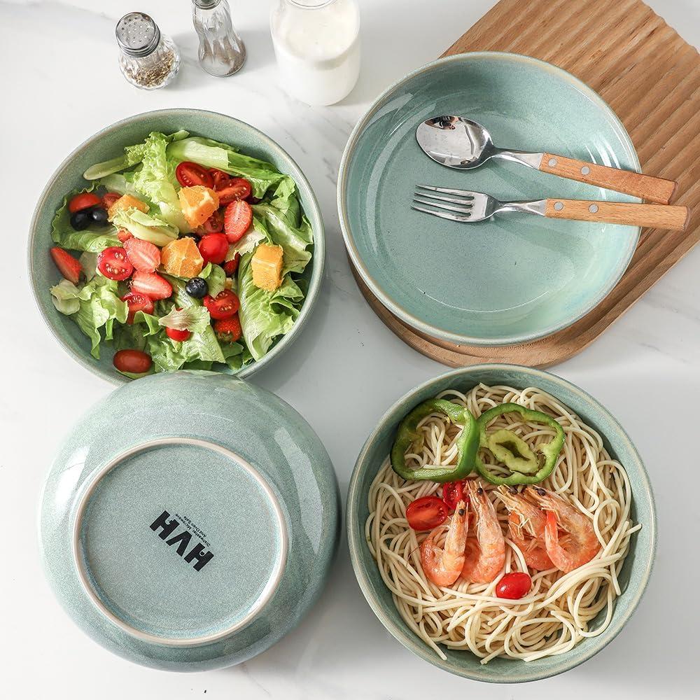 Set de 4 Cuencos Grandes Cerámica HVH Turquesa 21.5 cm