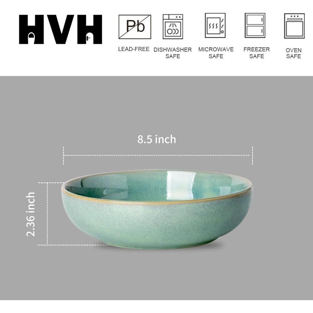 Set de 4 Cuencos Grandes Cerámica HVH Turquesa 21.5 cm