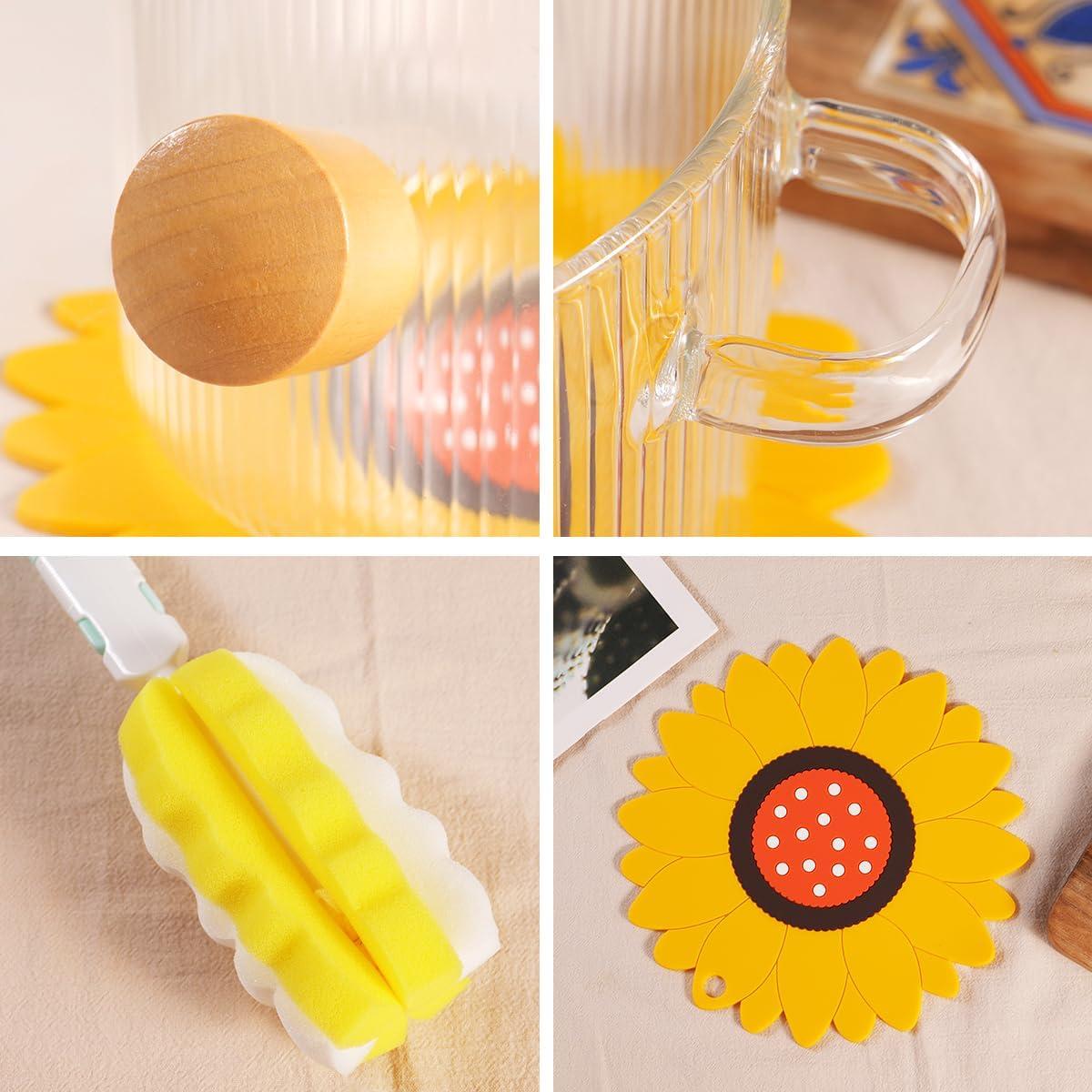 Olla de vidrio CZZGSM 1.8L con tapa y cepillo