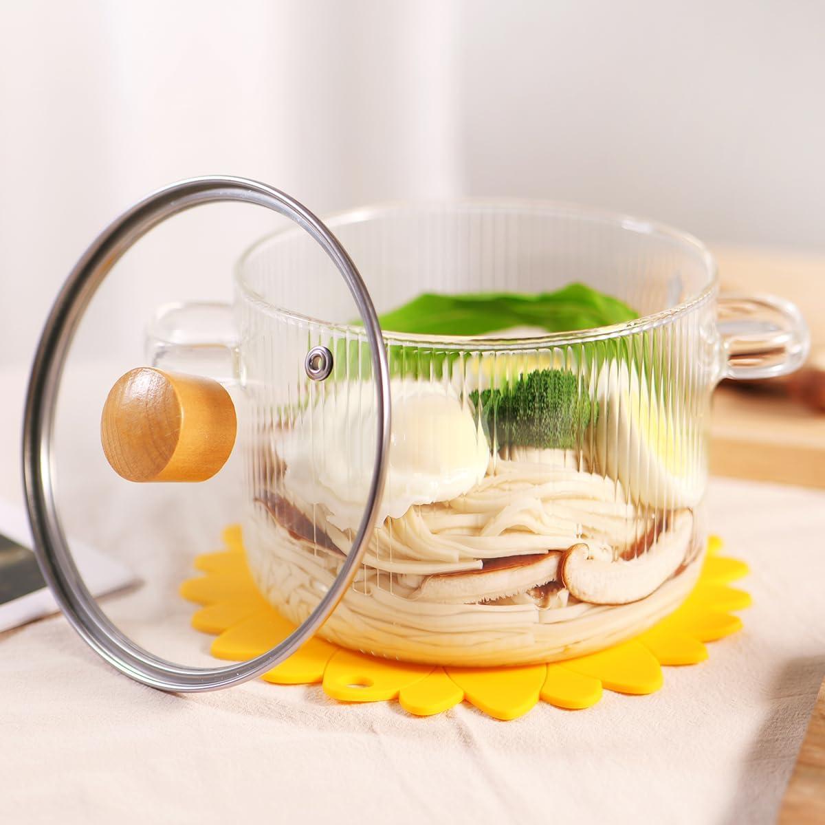 Olla de vidrio CZZGSM 1.8L con tapa y cepillo