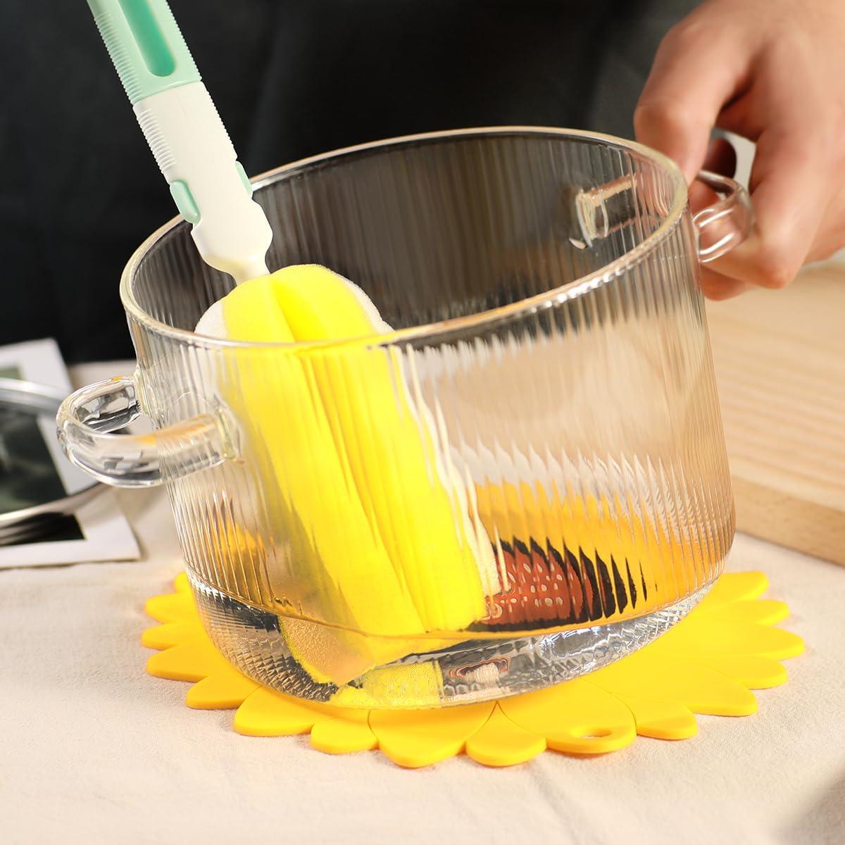 Olla de vidrio CZZGSM 1.8L con tapa y cepillo