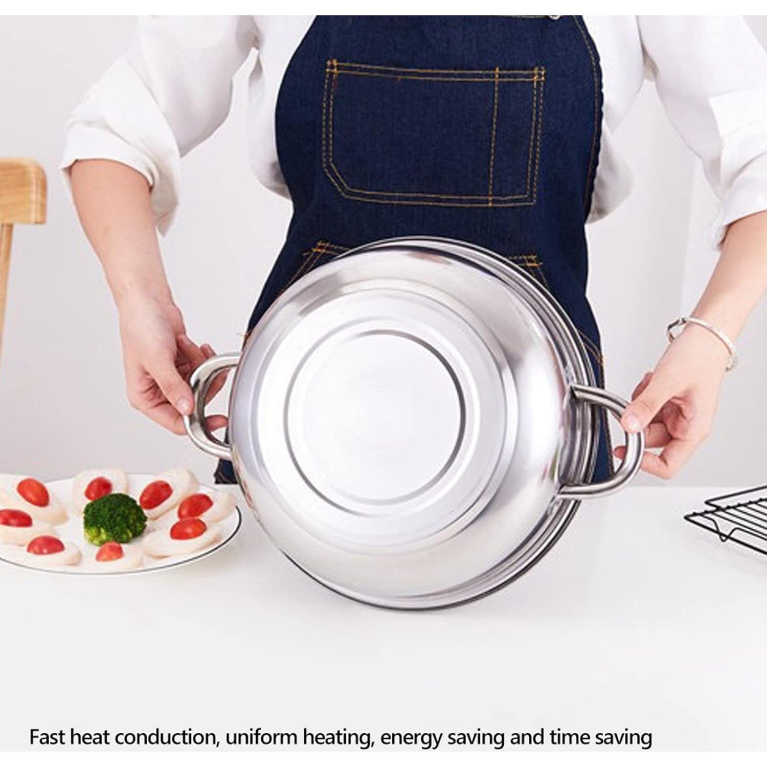 2 Layer Steamer,Stainless Steel Cookware 27cm 11in 2 Layer Steamer Pot Cooker Double Boiler Soup Steaming Pot for Steaming Buns Taro Seafood Etc