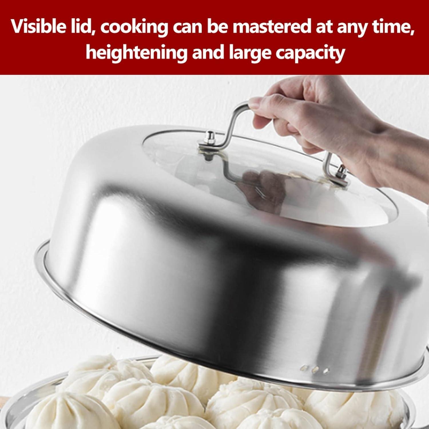 2 Layer Steamer,Stainless Steel Cookware 27cm 11in 2 Layer Steamer Pot Cooker Double Boiler Soup Steaming Pot for Steaming Buns Taro Seafood Etc