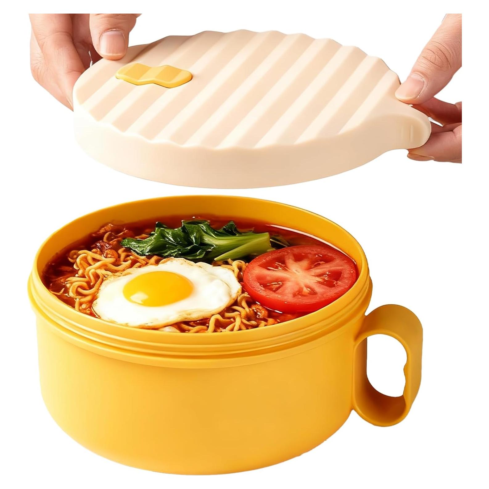 Tazón de Ramen YCXXKJ con Tapa y Palillos, 1200ml, Microondas