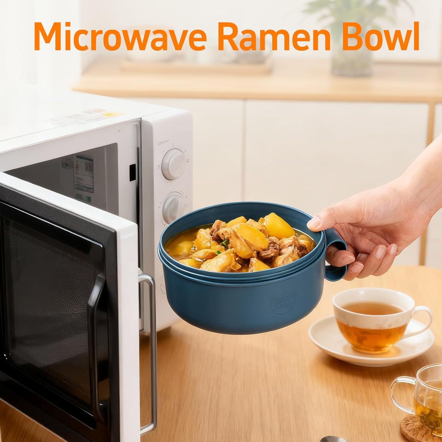 Tazón de Ramen YCXXKJ con Tapa y Palillos, 1200ml, Microondas