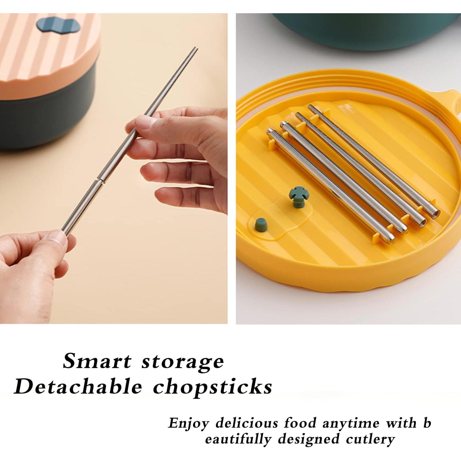 Tazón de Ramen YCXXKJ con Tapa y Palillos, 1200ml, Microondas