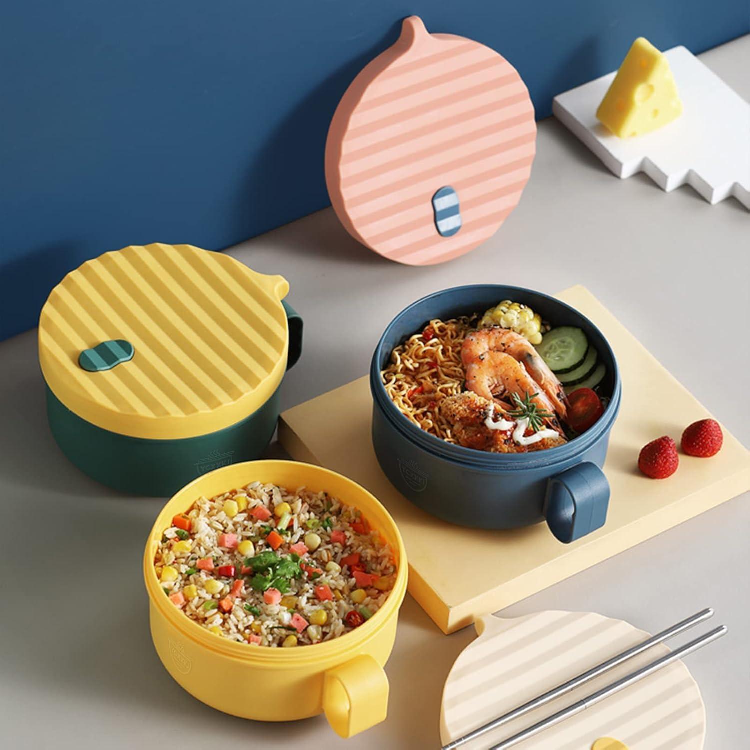 Tazón de Ramen YCXXKJ con Tapa y Palillos, 1200ml, Microondas