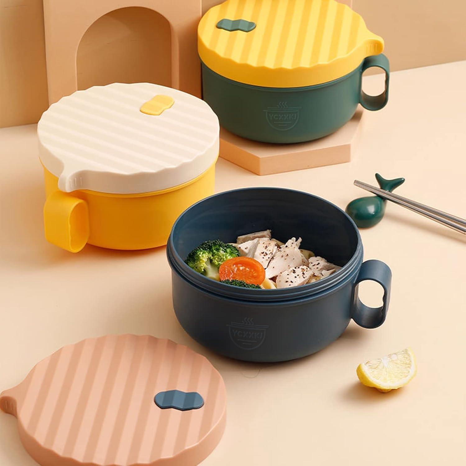 Tazón de Ramen YCXXKJ con Tapa y Palillos, 1200ml, Microondas