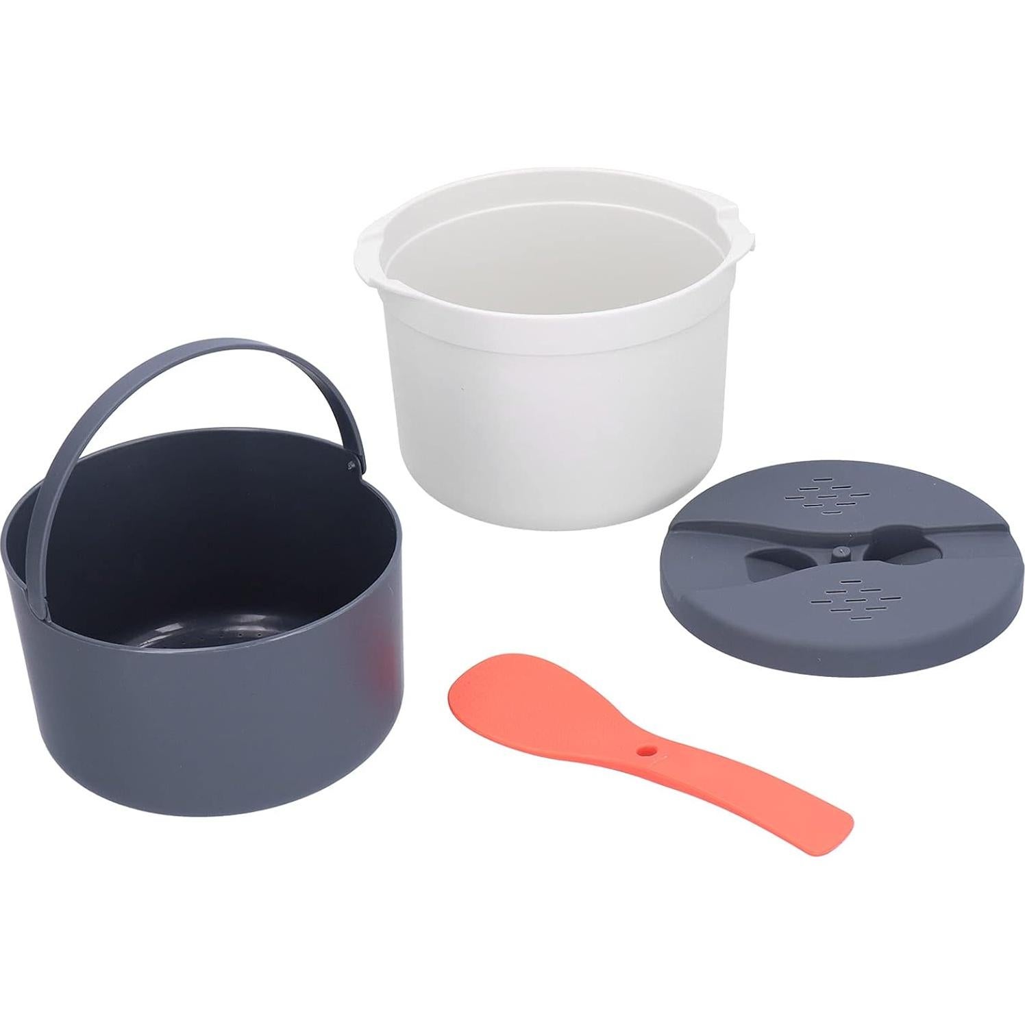 Microwave Rice Cooker,Microwave Rice and Pasta Cooker with Rice Spoon Easy Cooking or Reheating Set, Red