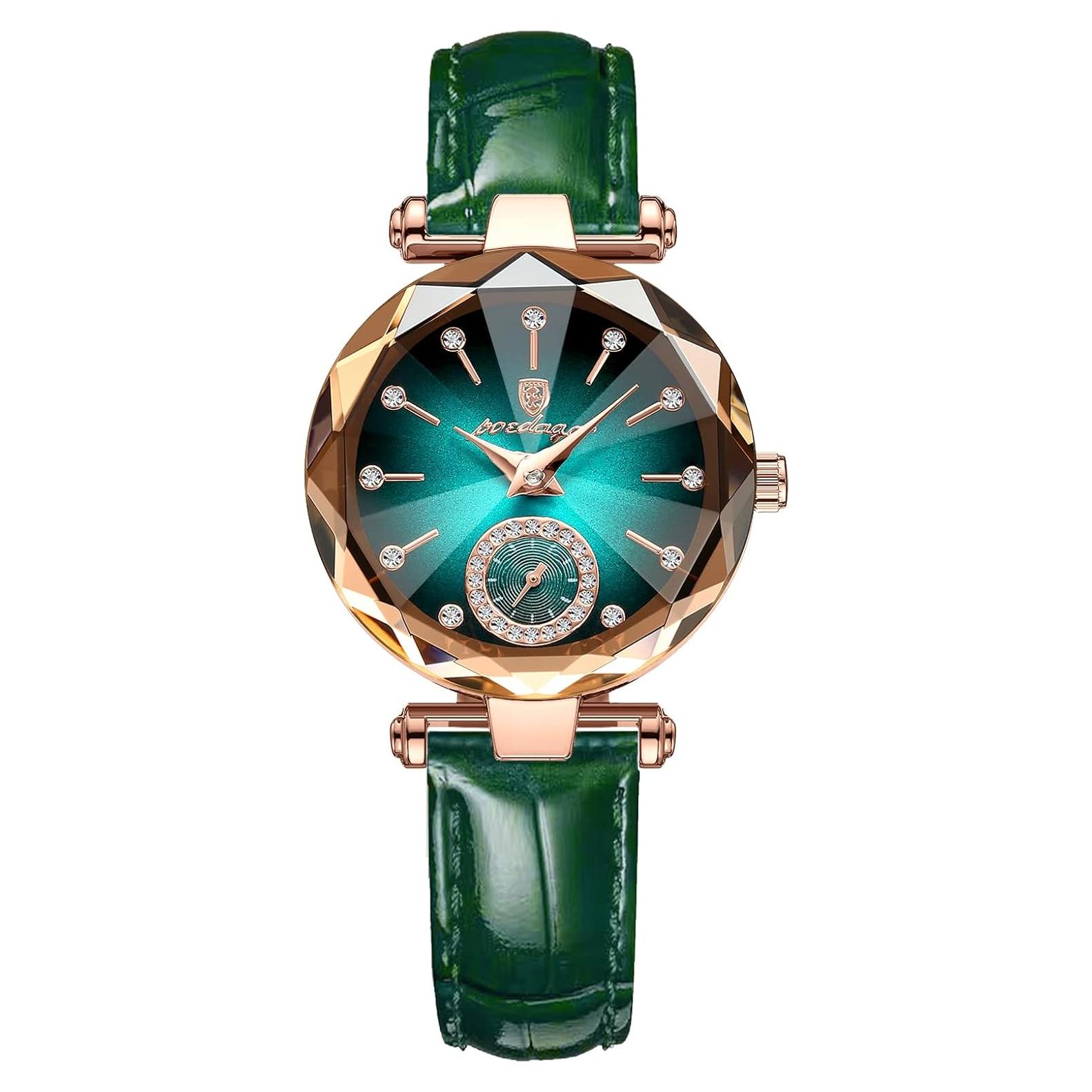 Reloj de lujo Gosasa para mujer con diamantes y correa verde
