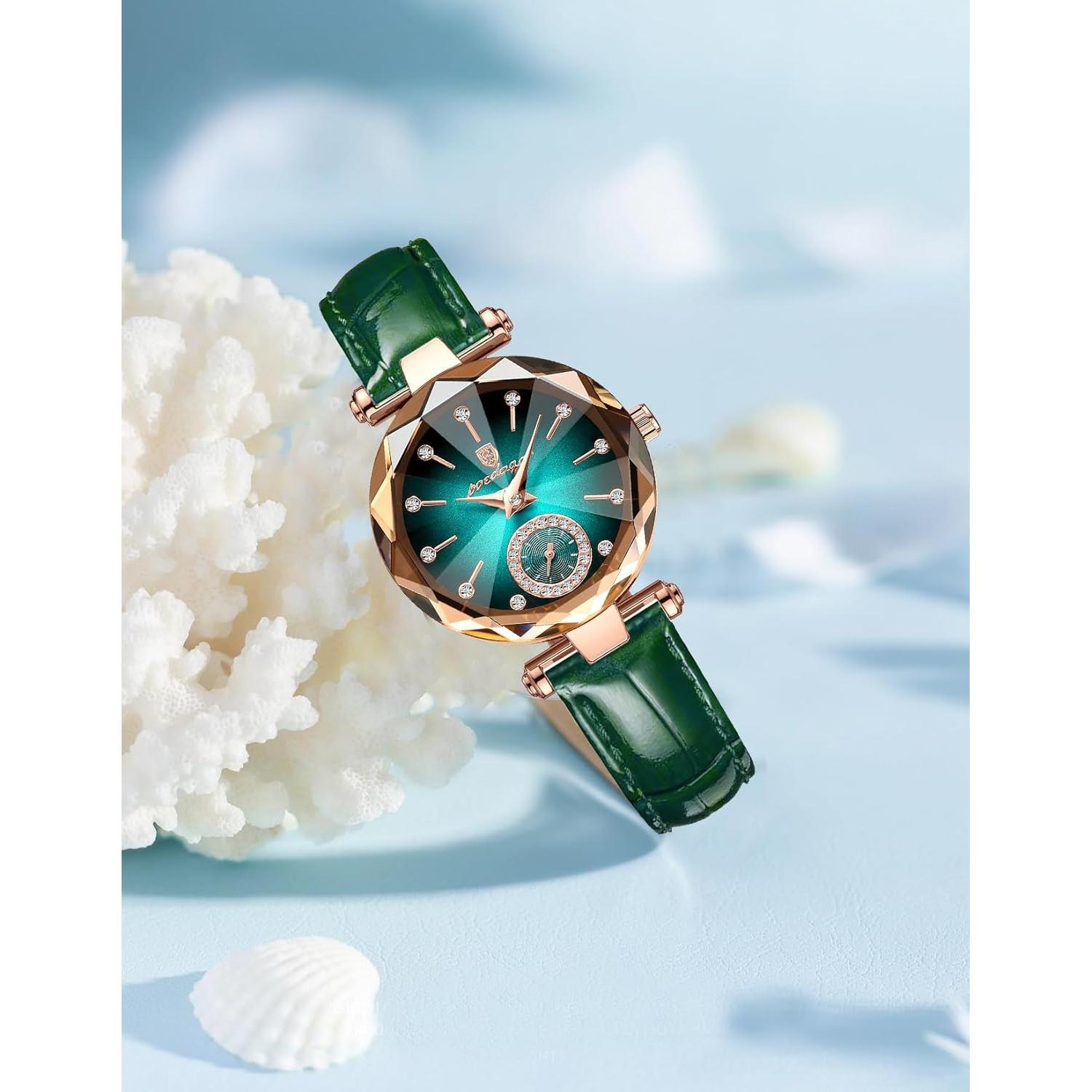 Reloj de lujo Gosasa para mujer con diamantes y correa verde