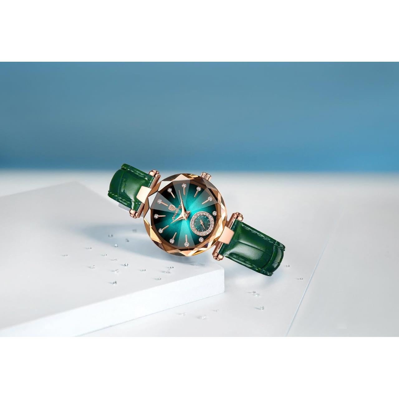 Reloj de lujo Gosasa para mujer con diamantes y correa verde