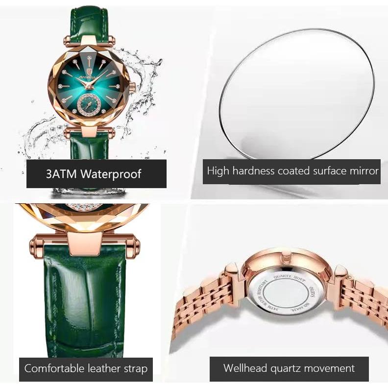 Reloj de lujo Gosasa para mujer con diamantes y correa verde