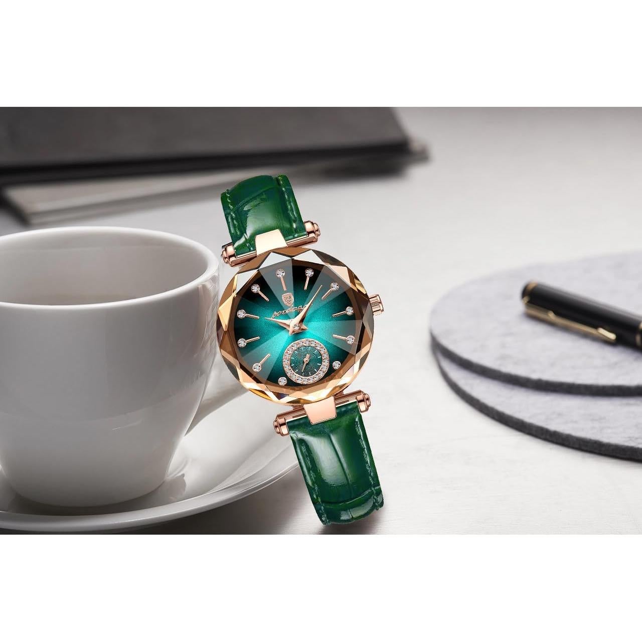 Reloj de lujo Gosasa para mujer con diamantes y correa verde