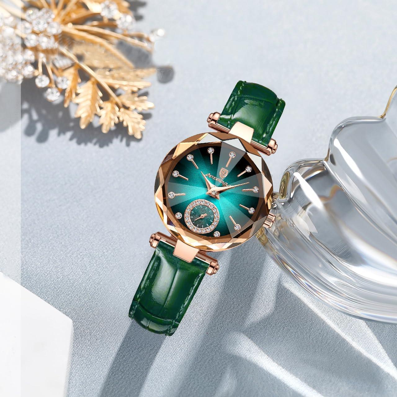 Reloj de lujo Gosasa para mujer con diamantes y correa verde