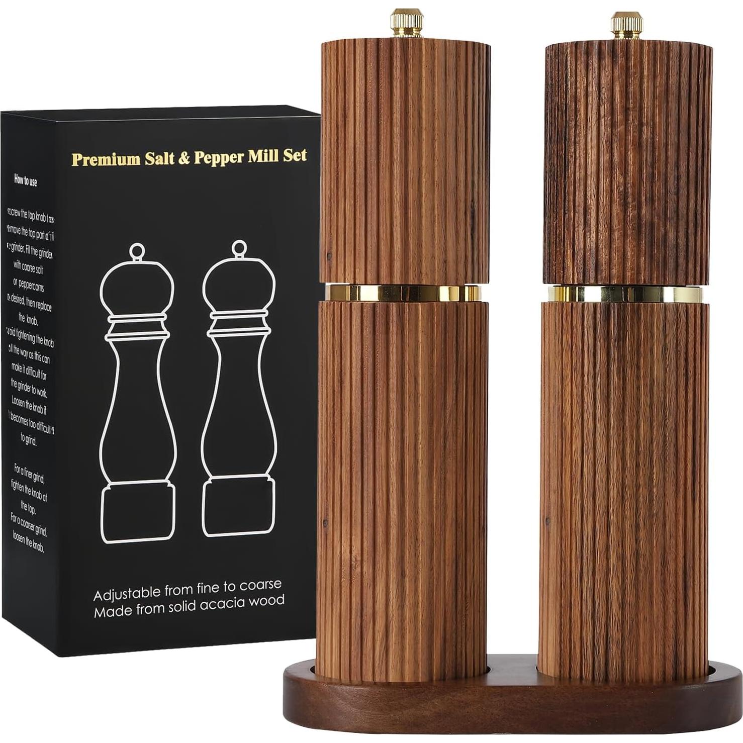 Juego de Molinillos de Sal y Pimienta UNIOVC Madera 21 cm