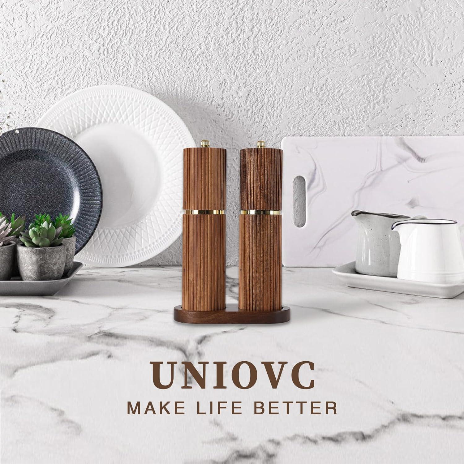 Juego de Molinillos de Sal y Pimienta UNIOVC Madera 21 cm