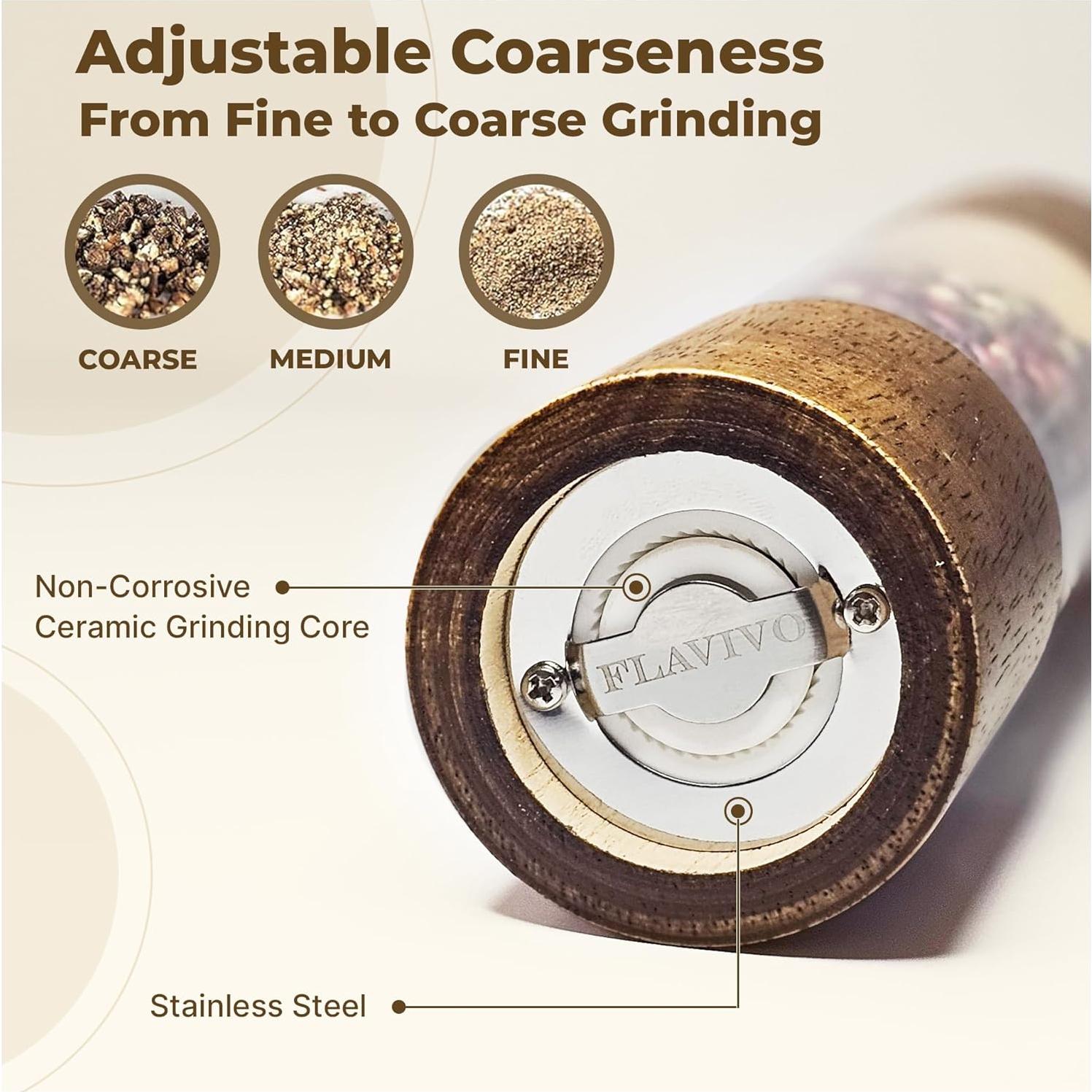 Juego de Molinillos de Sal y Pimienta FLAVIVO 20 cm Madera