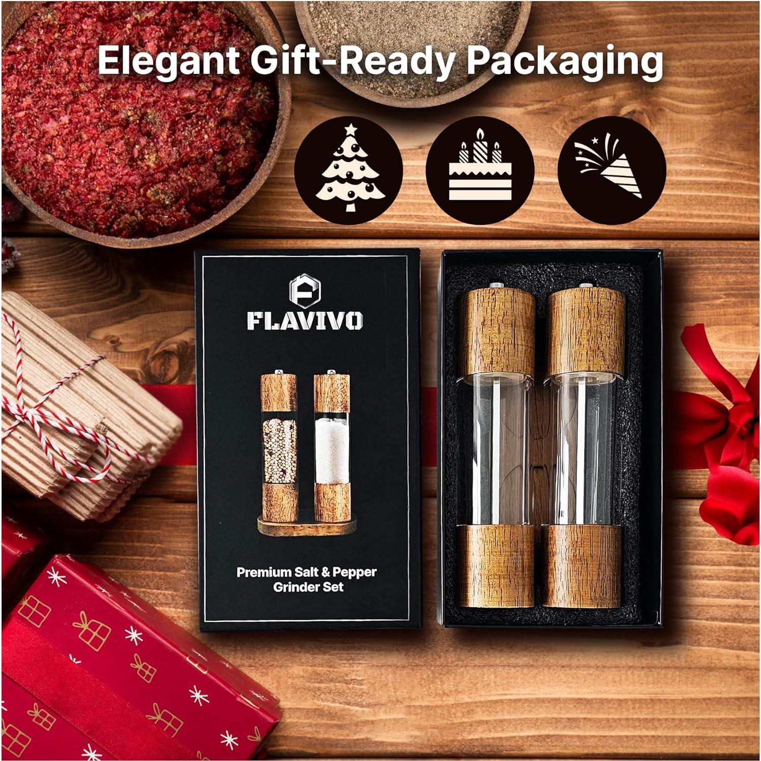 Juego de Molinillos de Sal y Pimienta FLAVIVO 20 cm Madera