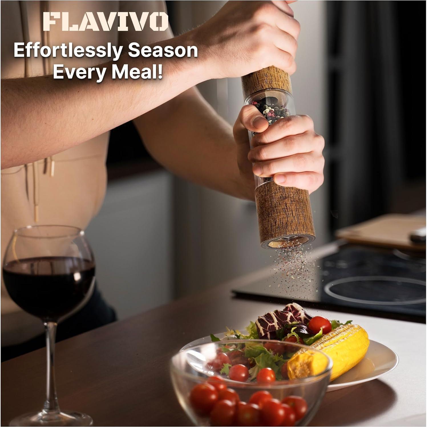 Juego de Molinillos de Sal y Pimienta FLAVIVO 20 cm Madera