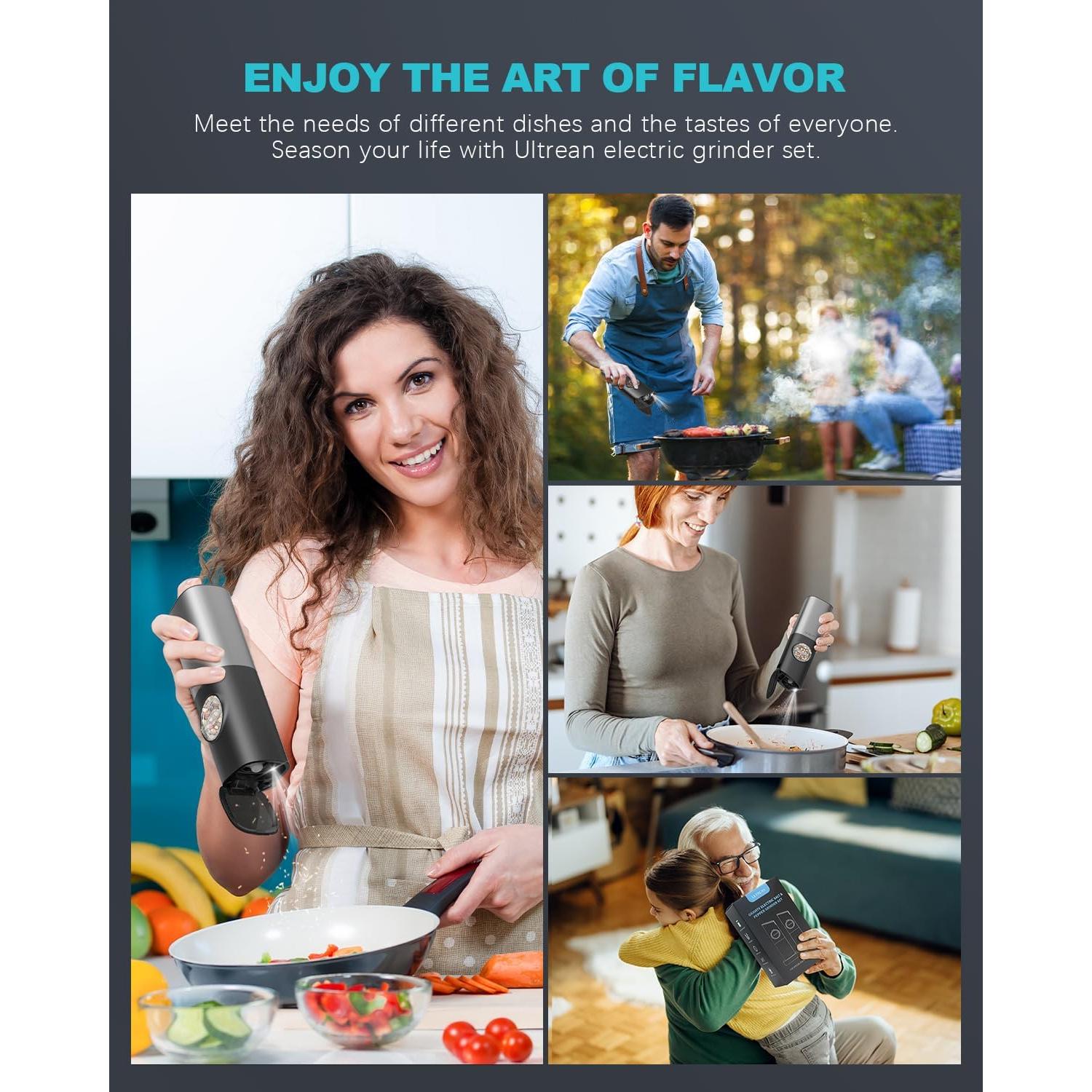 Molino de Pimienta Ultrean Recargable Automático Acero Inoxidable