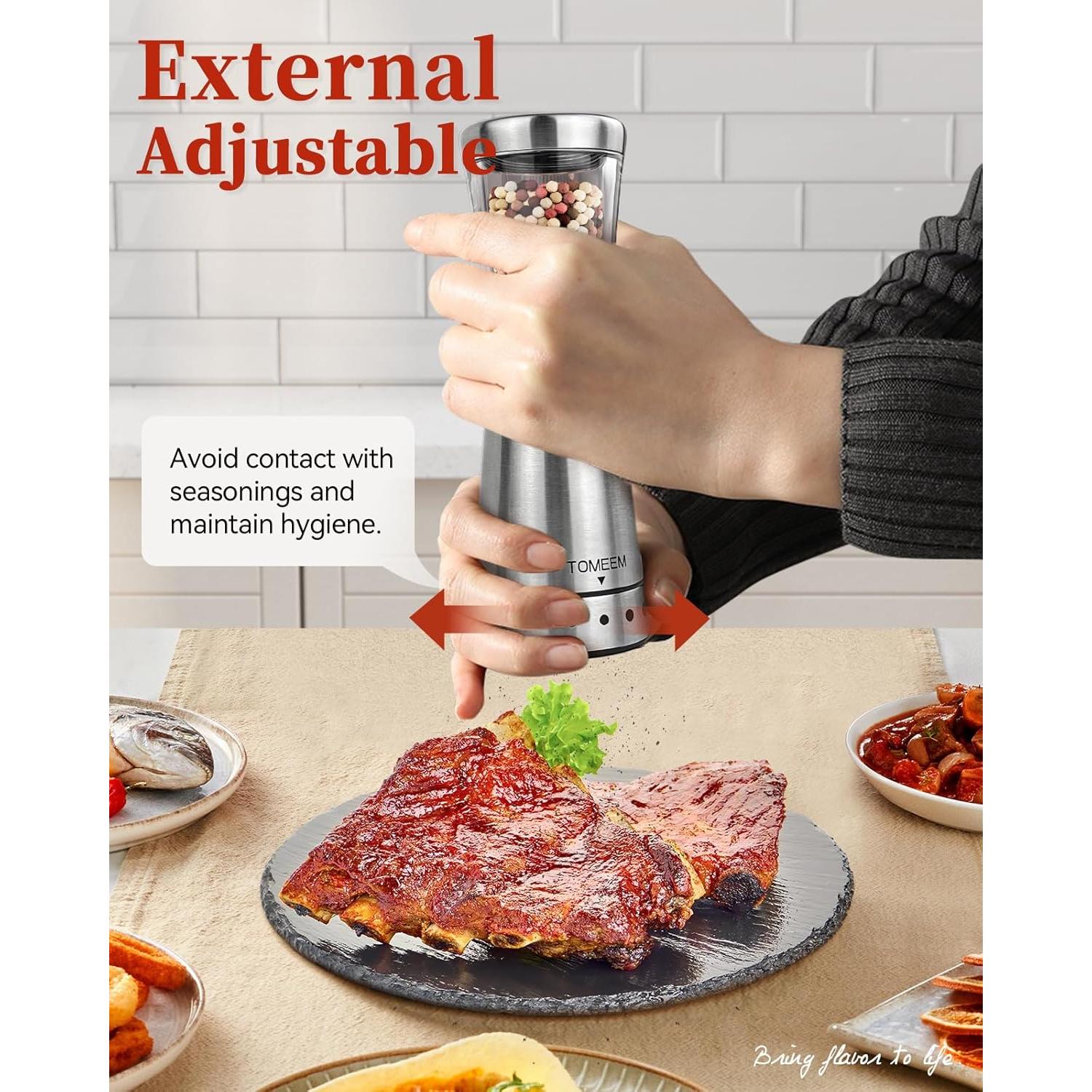 Juego de Molinillos Eléctricos TOMEEM Acero Inoxidable 4.5 oz